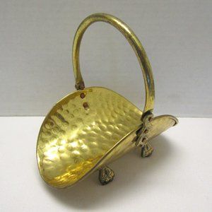 Vtg Miniature Solid Brass Firewood Holder Antique Style Collectible Decor 6-1/2